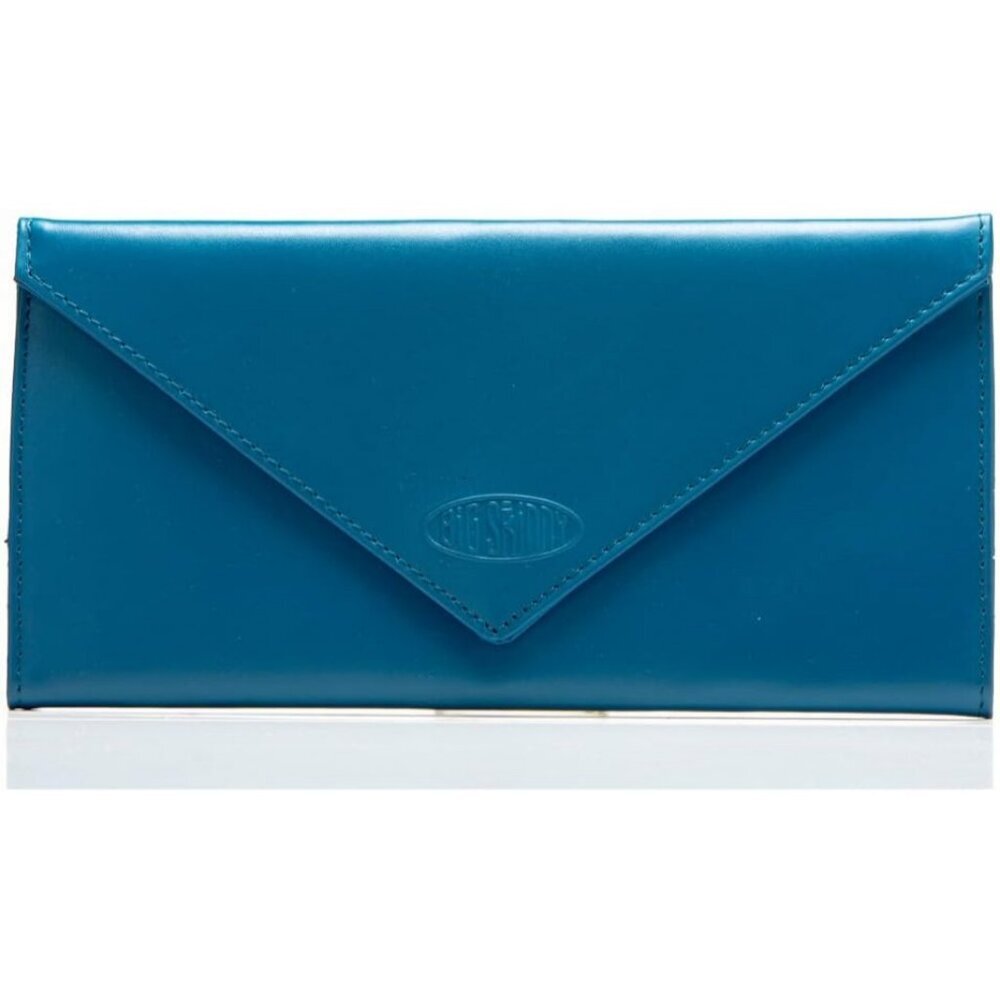 🆕Womens Ocean Blue Leather Tri-Fold Checkbook Slim Wallet, Holds Up to 40 Cards